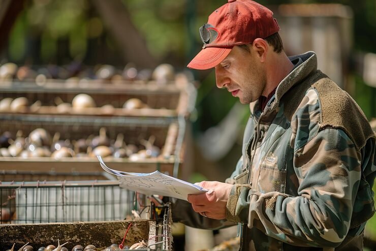 snail-farmer-feeding-snails-outdoor-pens-checking-their-shells_964444-45718